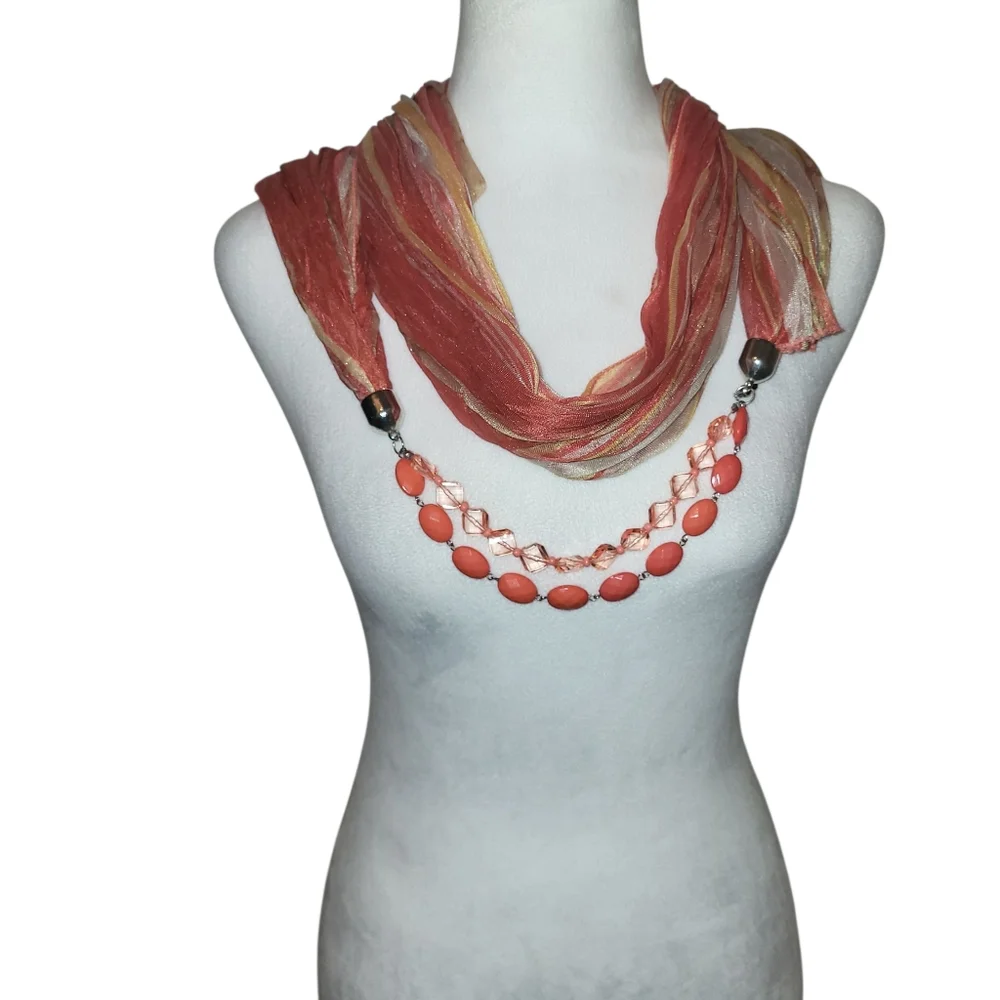 Scarf Necklace Coral/Orange